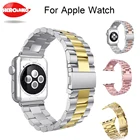 Ремешок из нержавеющей стали для Apple Watch, зажим-адаптер для браслета Apple Watch, 42 мм, черный, золотой, 38 мм
