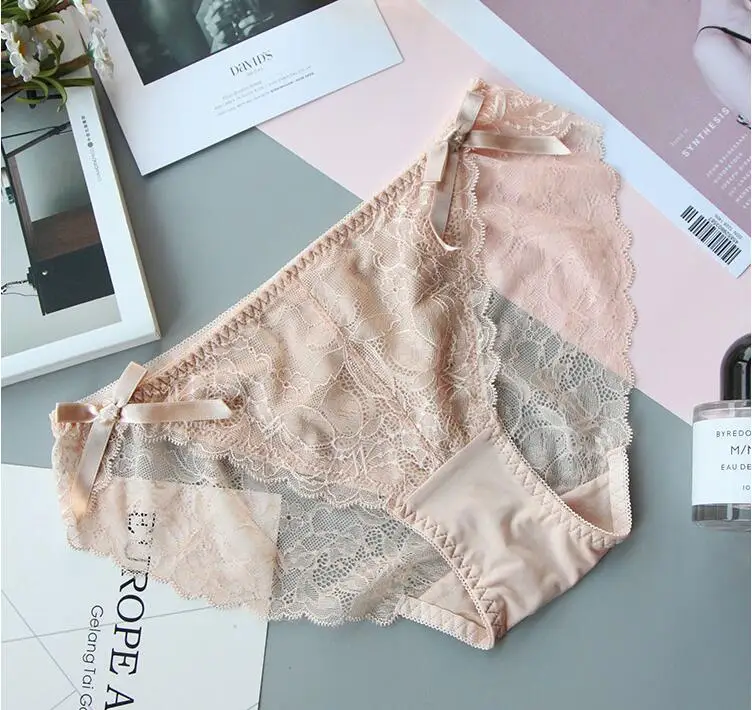 Трусики женские кружевные с бантом и жемчугом в японском стиле|pearl underwear|underwear