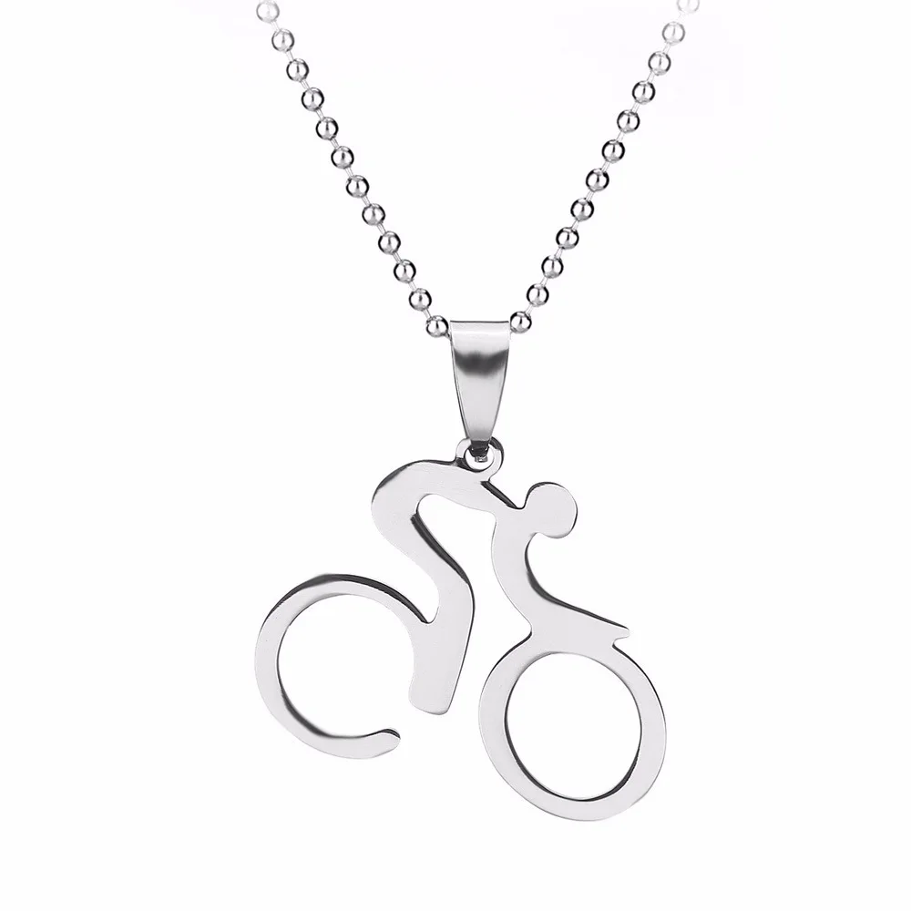 Punk Cool Bicycle Riding Cycling Men Necklace Figure Bike Rider Sport Jewelry Gift Male Stainless Steel Chain | Украшения и