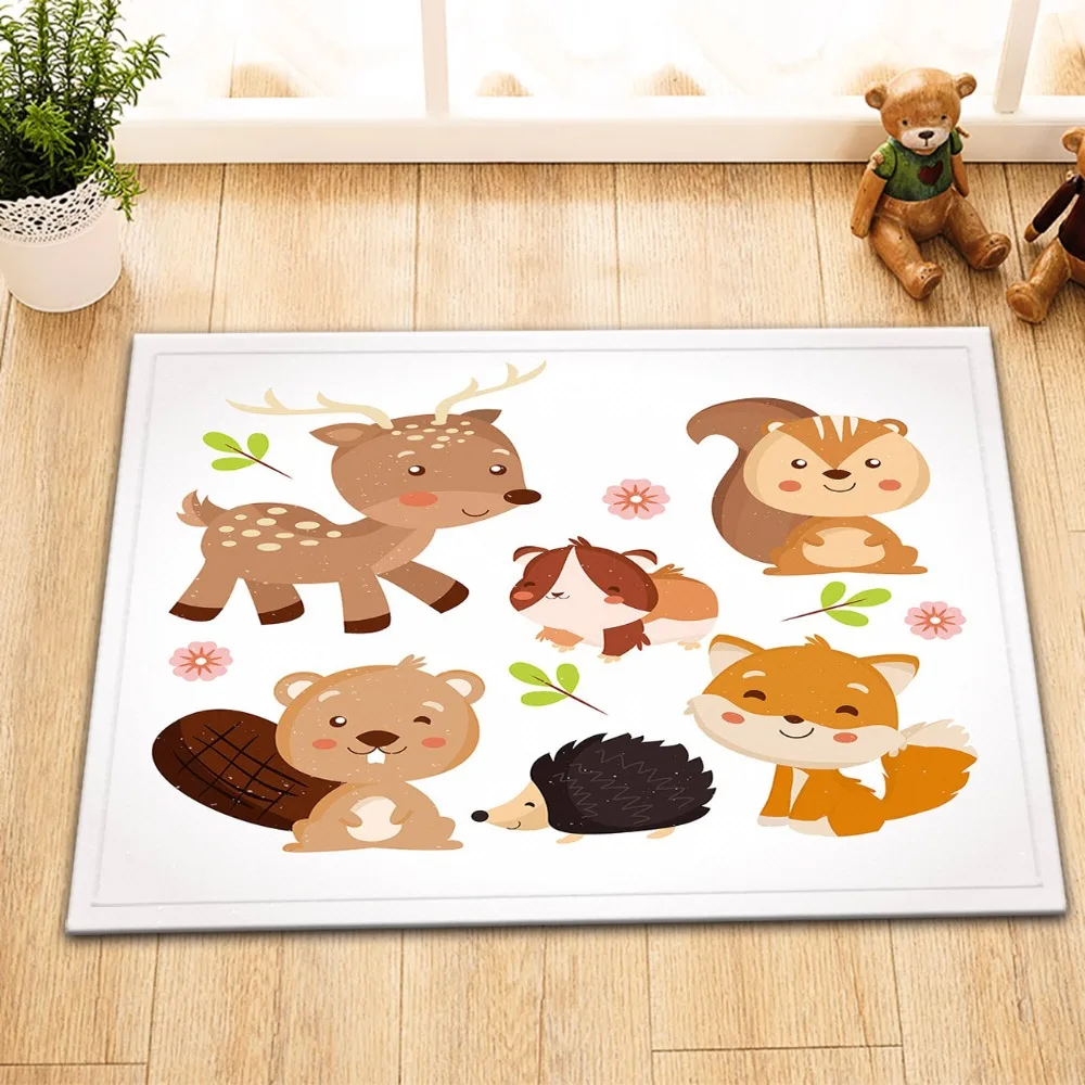 60*40 Детский милый мультяшный коврик для ванной с дикими животными из пены