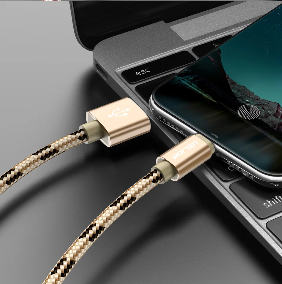 USLION usb type C кабель для быстрой зарядки USB C type-C телефонный кабель для samsung Galaxy S9 S8 xiaomi mi 8 5S с нейлоновой оплеткой для синхронизации данных