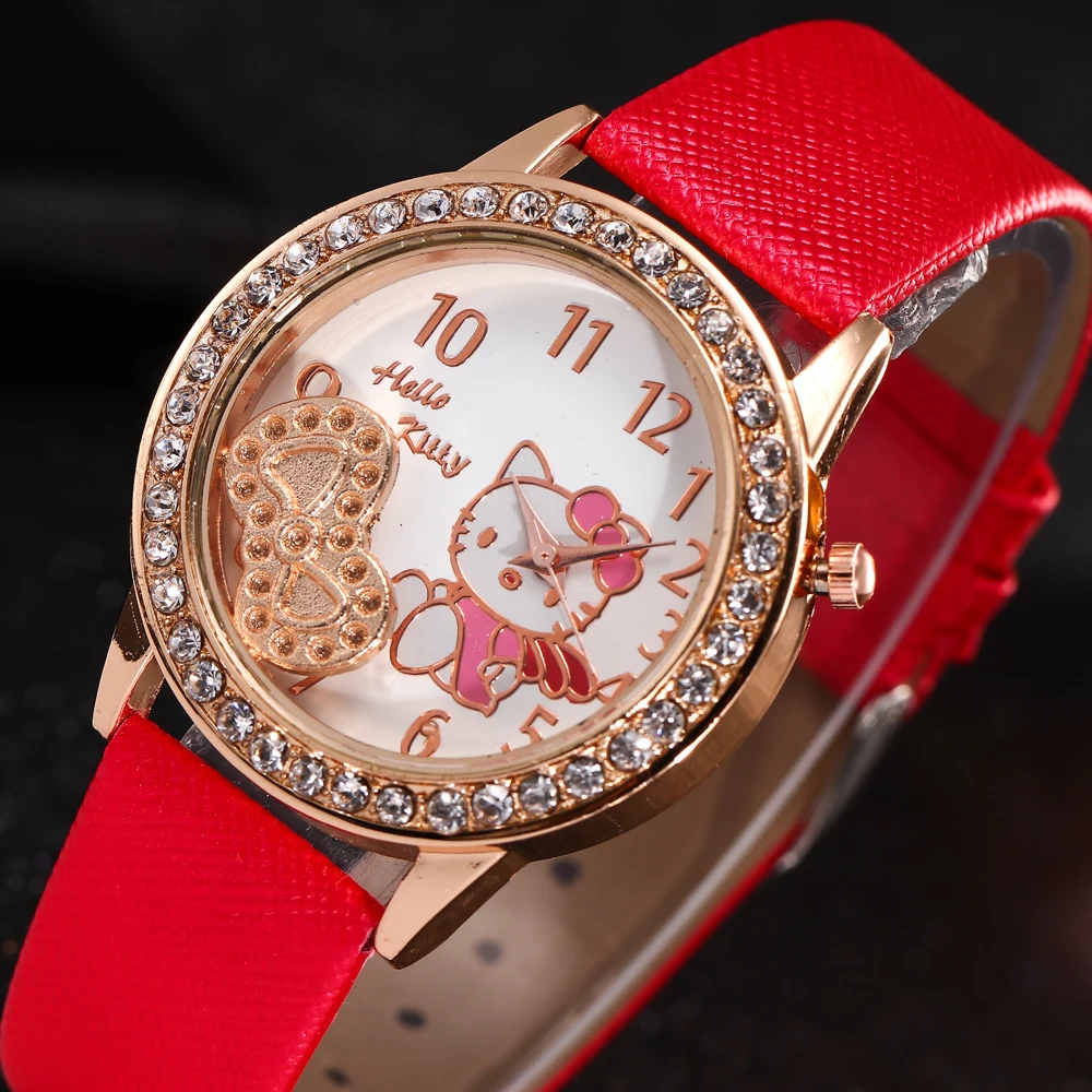 Новое поступление женские кварцевые часы hello kitty электронные циферблат дизайн