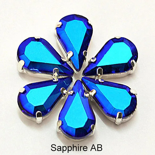 Sapphire ab 20 шт./лот, маленькие размеры, каплевидное стекло, пришивные стразы с клешнями, плоские разноцветные стразы с капельками для шитья одежды B0370 - Цвет: Sapphire ab