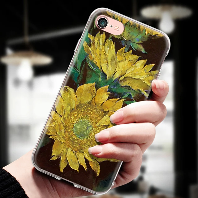 Для iPhone 4, 4S, 5, 5S, SE, 6, 6 S, 7, 8 Plus, X, XR, XS Max, ТПУ задняя крышка, Ван Гог, картина маслом, Мона Лиза, Подсолнух, узор, силиконовый чехол