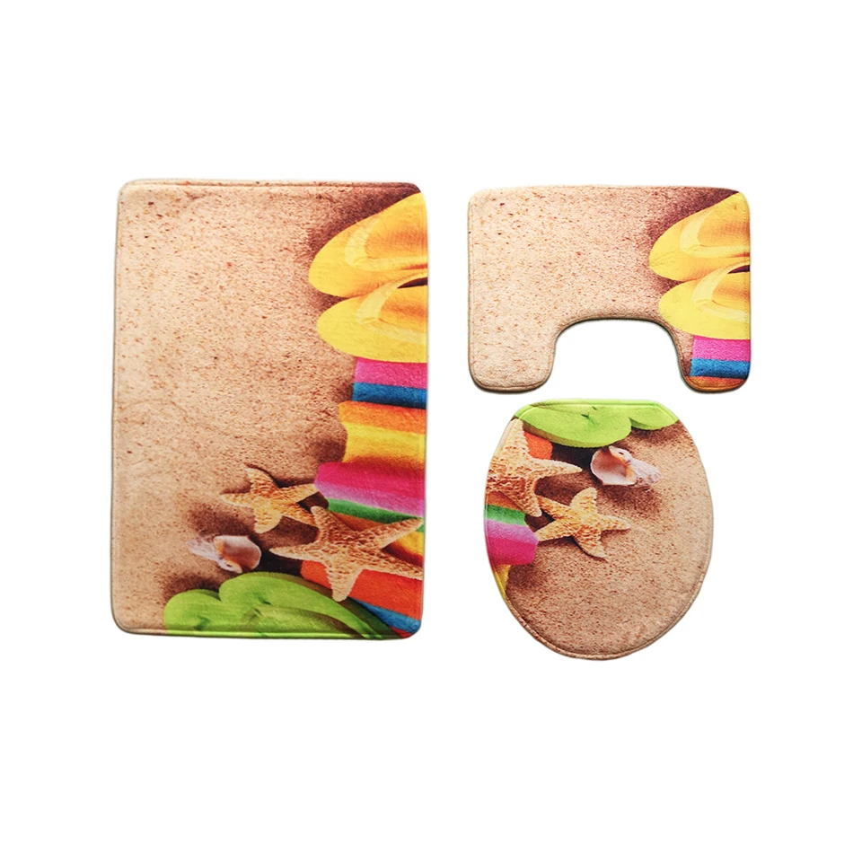 

3pcs Microfiber Bathroom Carpets Set Absorbent Lid Toilet Seat Cover Toilet Bath Mats Anti-slip Floor Mats Bathroom Rugs