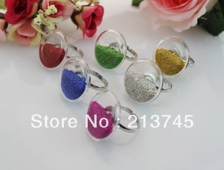 

Free ship! 50sets/lot flat round Glass Bubble & Glass globe Ring set ( 34mm,30mm,25mm,20mm to select) glass vial pendant