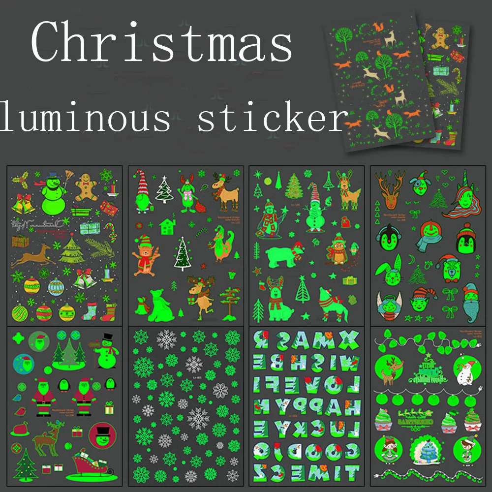 Luminous Temporary Waterproof Tattoo Sticker Snowman Santa Claus Deer Arm Body Art Fluorescent Stickers Christmas Decorations