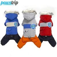 pawstrip soft winter dog clothes puppy jumpsuit clothing warm dog coat with hood fur collar pet apparel winter dog outfits s xxl