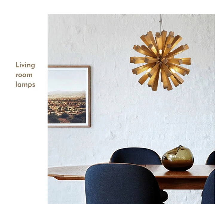 Деревянный подвесной светильник в скандинавском стиле креативный деревенском