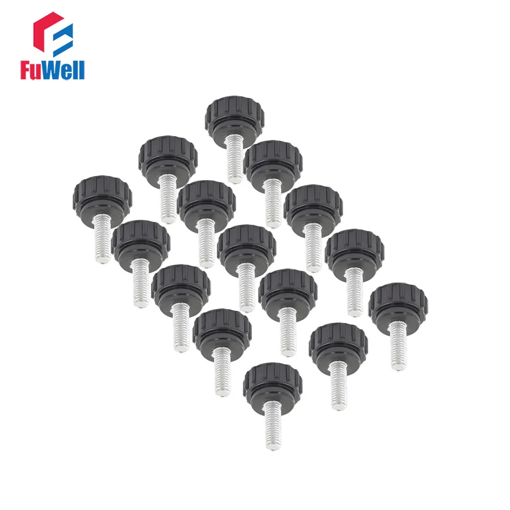 

15 шт., M4 x 15 мм, резьба 15 мм, круглая головка, Накатанная ручка, ручка, винт, Накатанная ручка