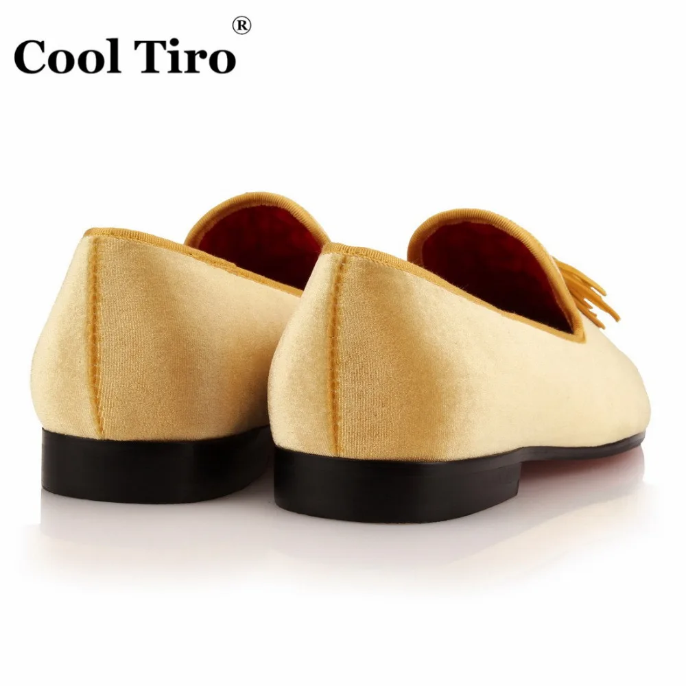 COOL TIRO/Роскошные модные мужские бархатные лоферы с желтыми кисточками Мужские