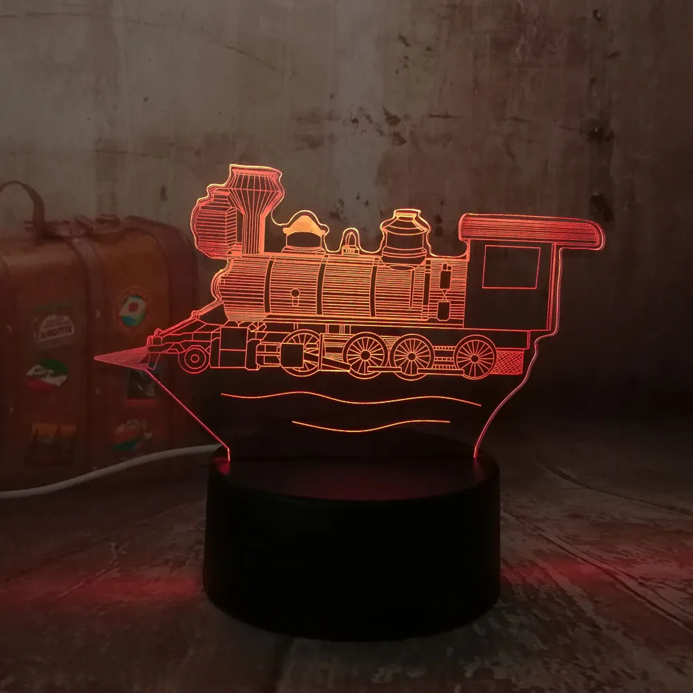 Новый 3D светодиодный винтажный Паровозик RGB дистанционный Ночной светильник