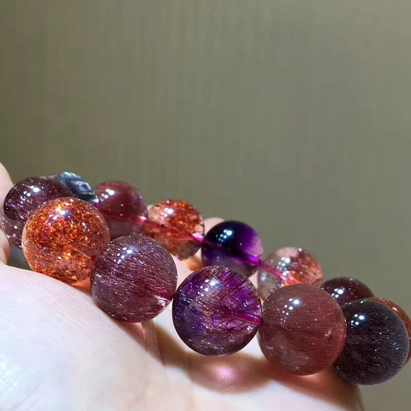 Сертифицированный натуральный кварцевый рутилированный браслет Super Seven Lepidocrocite