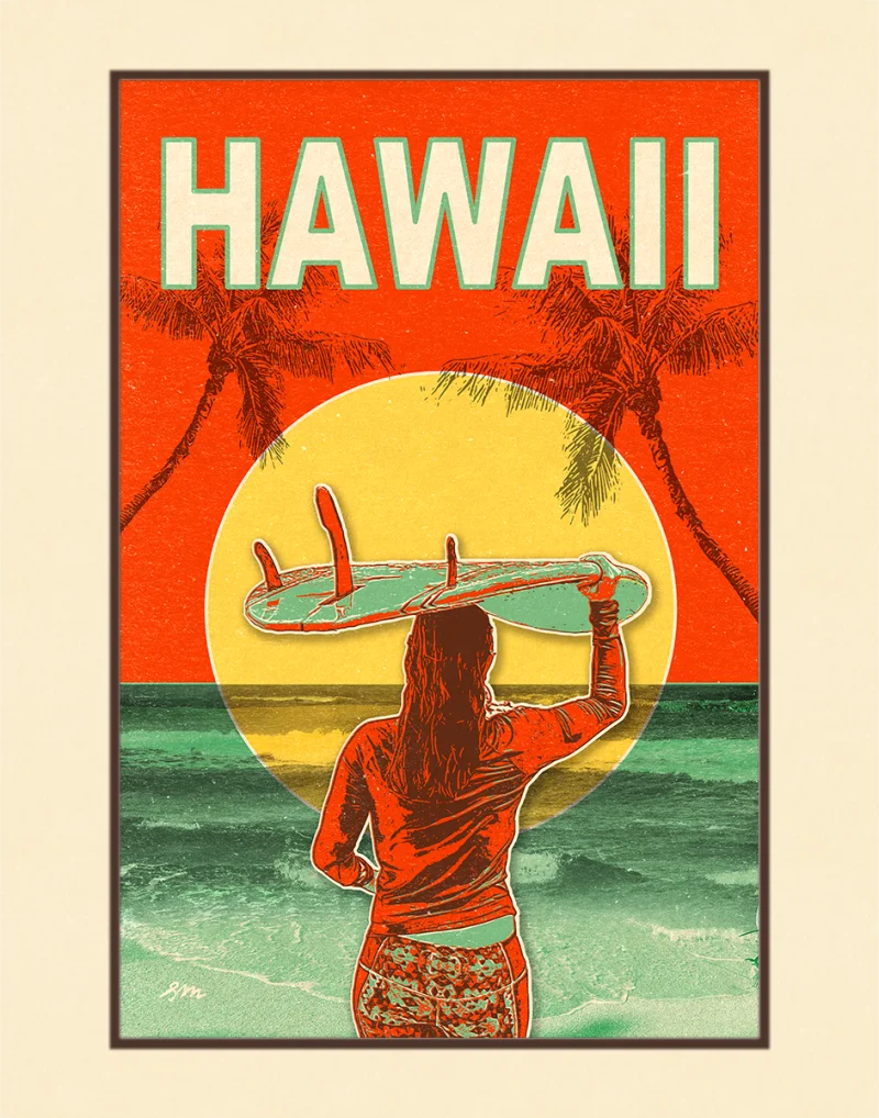 Surf at Hawaii Summer Holiday Travel Poster Vintage Retro Canvas Painting DIY Wall Paper Posters Home Gift Decoration | Дом и сад