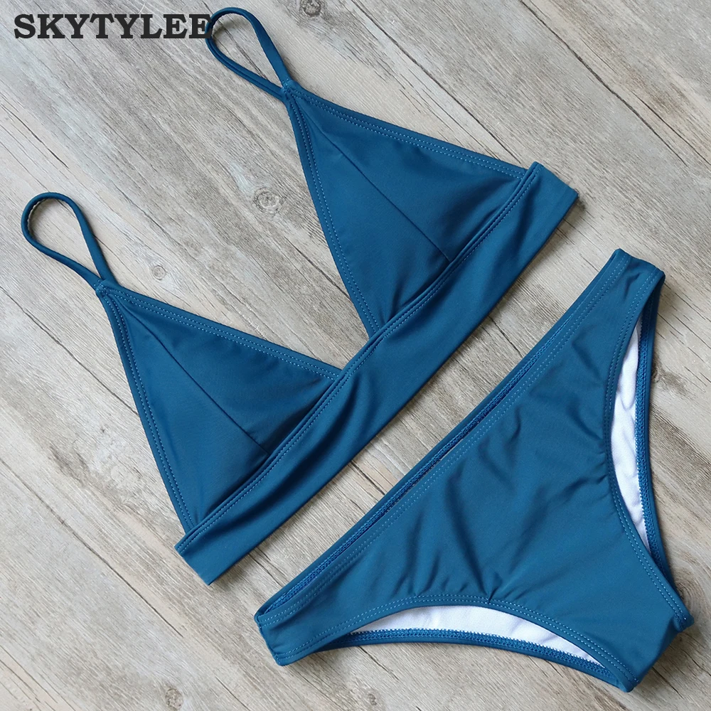 MOOSKINI Brand 2018 Hot Solid Swimwear Women Swimsuit Bikini Set Sexy Bandage Brazilian Biquini Push Up 3 Color Beachwear |