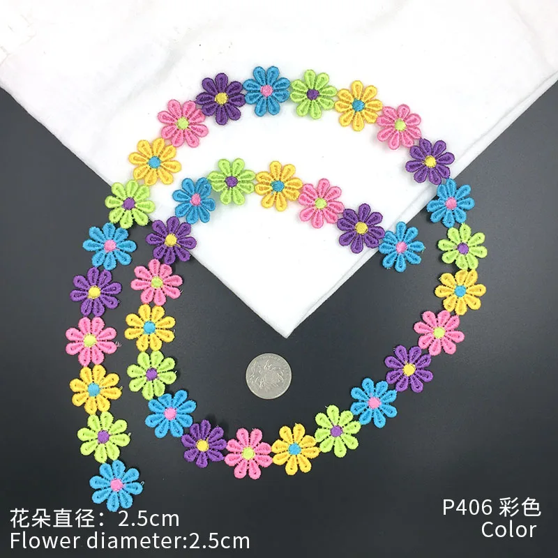 p406 color 36pcs 1 ярд кружевная лента цветы украшение аппликация патчи для одежды свадебное платье Diy Швейные аксессуары белая кружевная отделка - Цвет: p406 color 36pcs