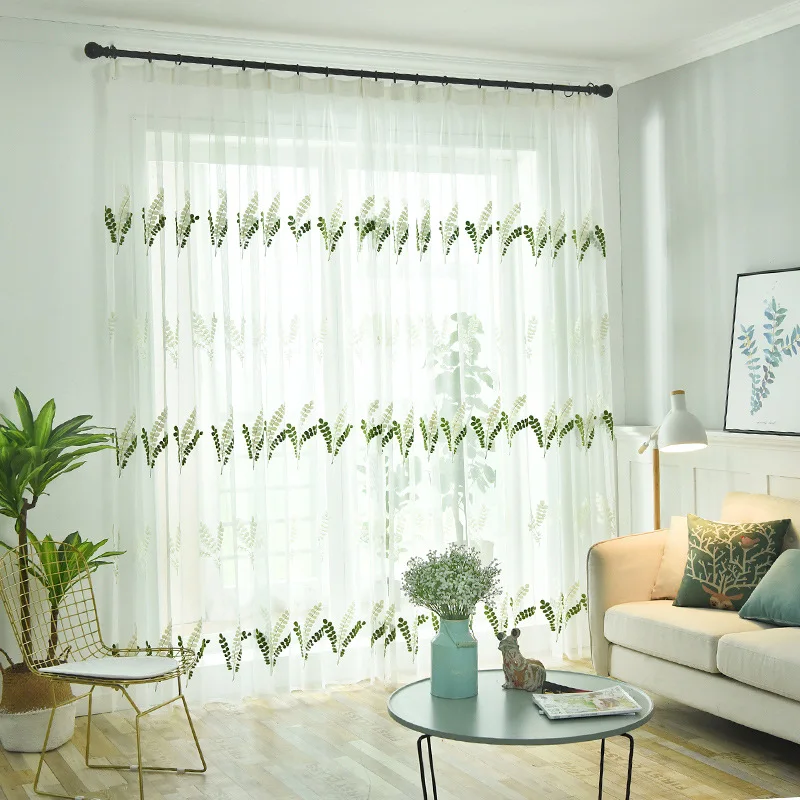 Белые тюлевые шторы HTEXQ занавески на окна с вышитой травой современные модные