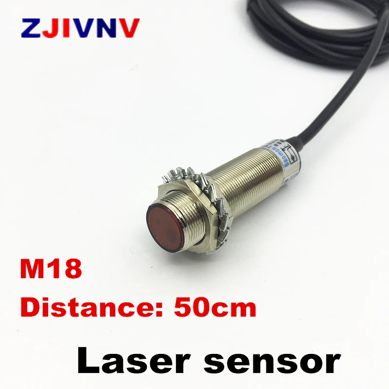 Фото Лазерный датчик видимости M18 красный свет difuse тип NPN PNP без расстояния 2 50 см