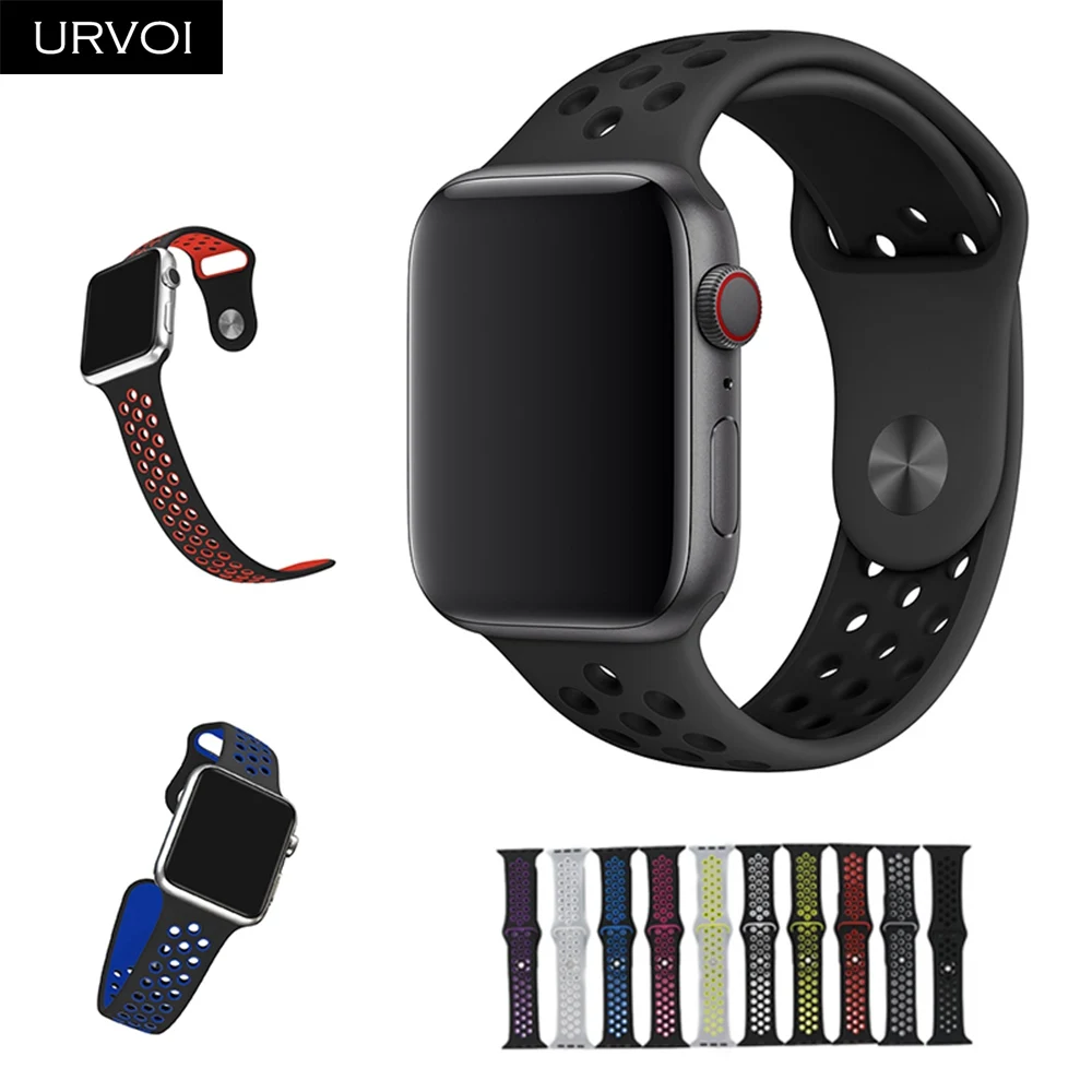 URVOI 2019 Новый ремешок для apple watch series 5 4 3 2 1 лёгкие дышащие силиконовые iwatch sport band 38/40