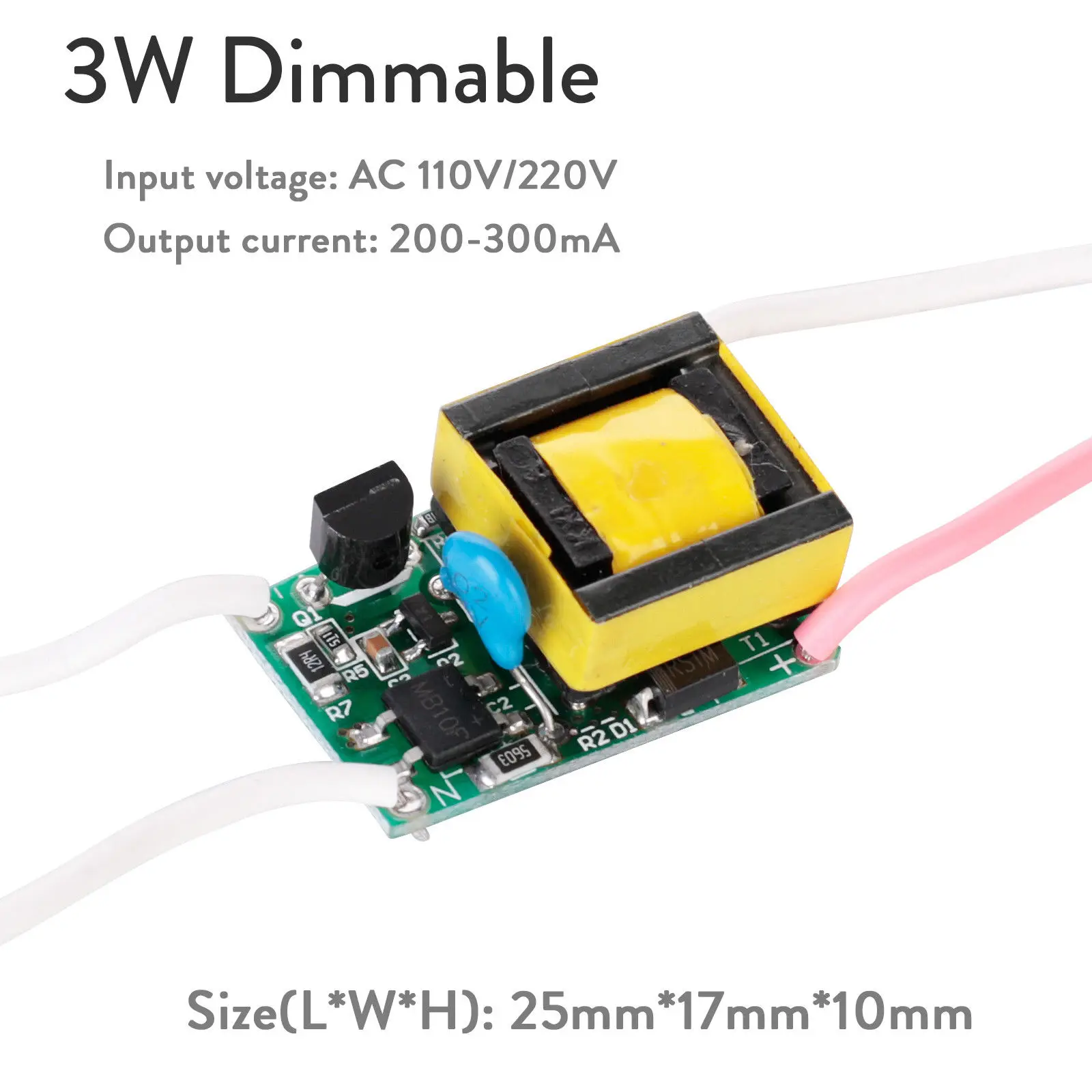 3W Dimmable Светодиодный драйвер 3 Вт 4 Вт 5 Вт 7 Вт для Светодиодный s AC 110 В 220 в источник питания постоянный ток контроль напряжения Трансформаторы освещения до 3-12 В 12-24 В - Цвет: 3W Dimmable