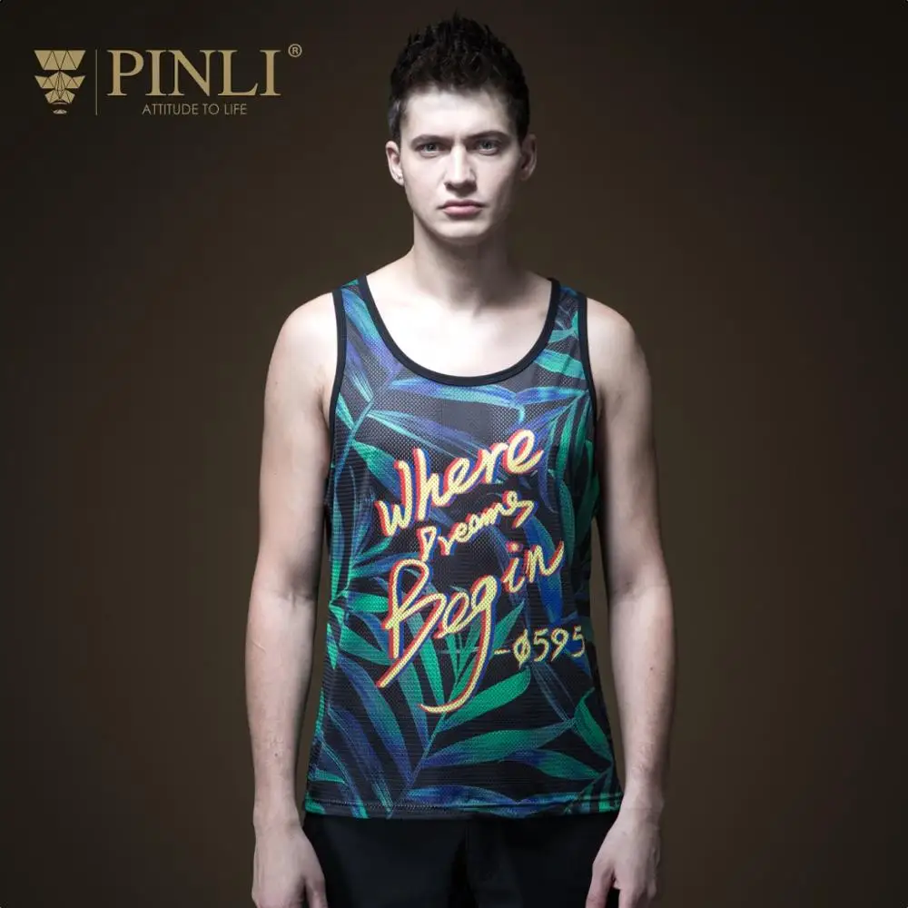 2018 настоящая майка мужская Спортивная рубашка Pinli летняя новая одежда с принтом