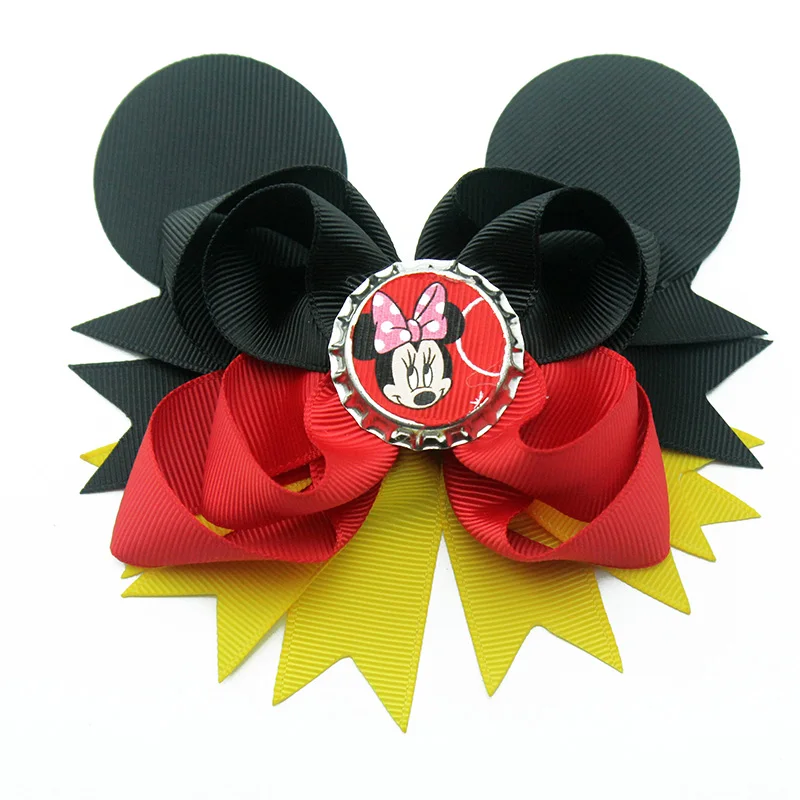 5 шт. дюймов милые черные однотонные банты для волос детей школы заколки с героями