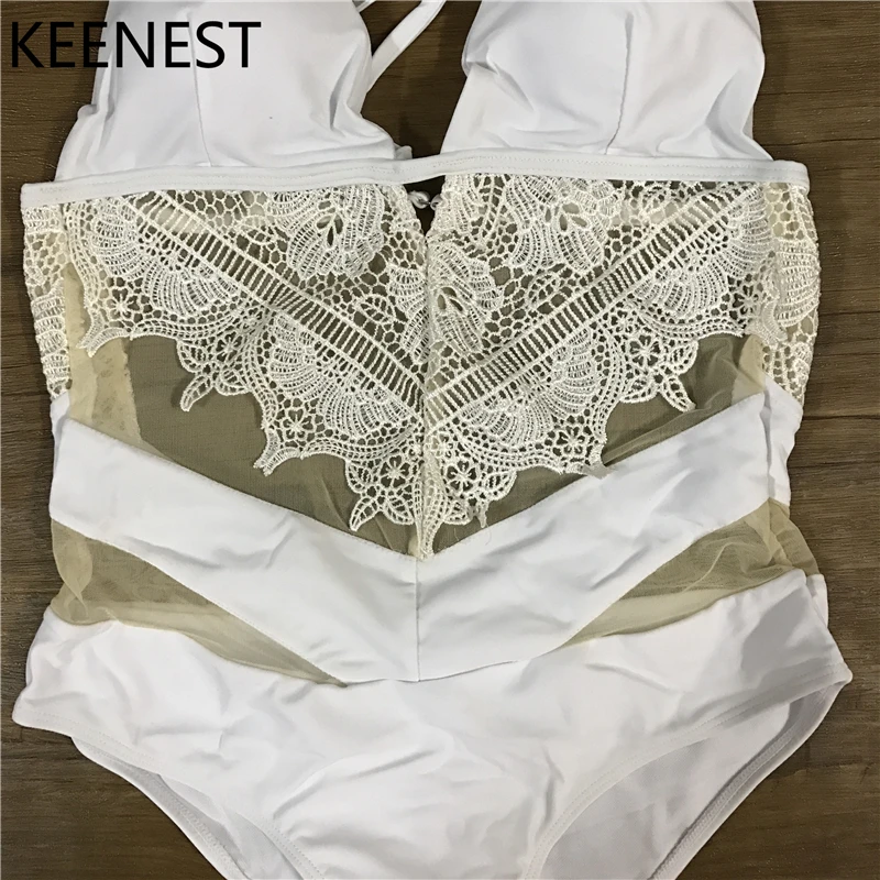 KEENEST, высококачественный дизайн, сексуальный цельный купальник, женская одежда для плавания, кружевной Монокини, Мягкий купальник