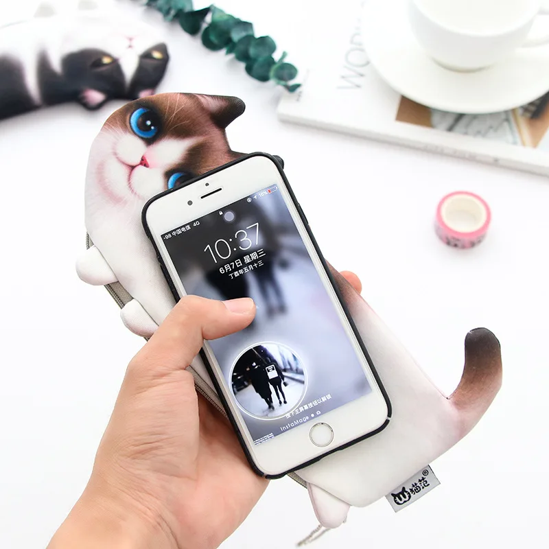 2020 творческий Kawaii моделирование кошка Карандаш Чехол из мягкой ткани стильная