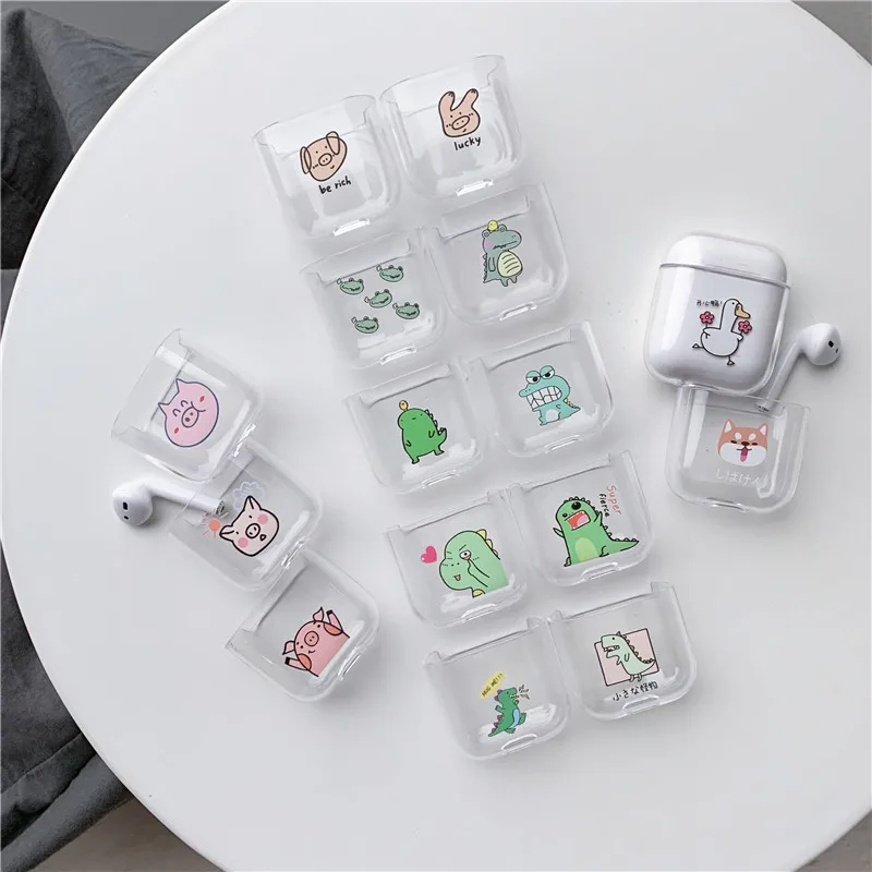 Чехол для airpods с мультяшным динозавром Bluetooth беспроводной чехол наушников 1/2