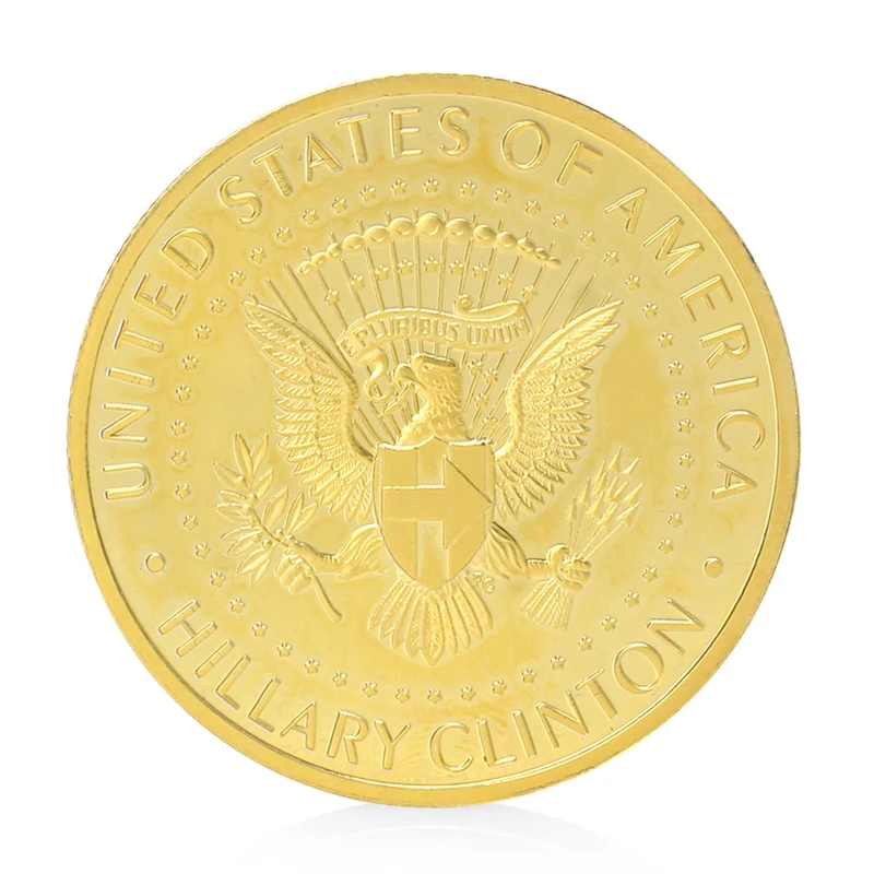 Лидер продаж Золотой Серебристый Хиллари Клинтон в Бог мы доверяем памятная