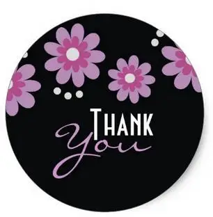 

1.5inch Black Thank You Stickers - Lavender Flowers