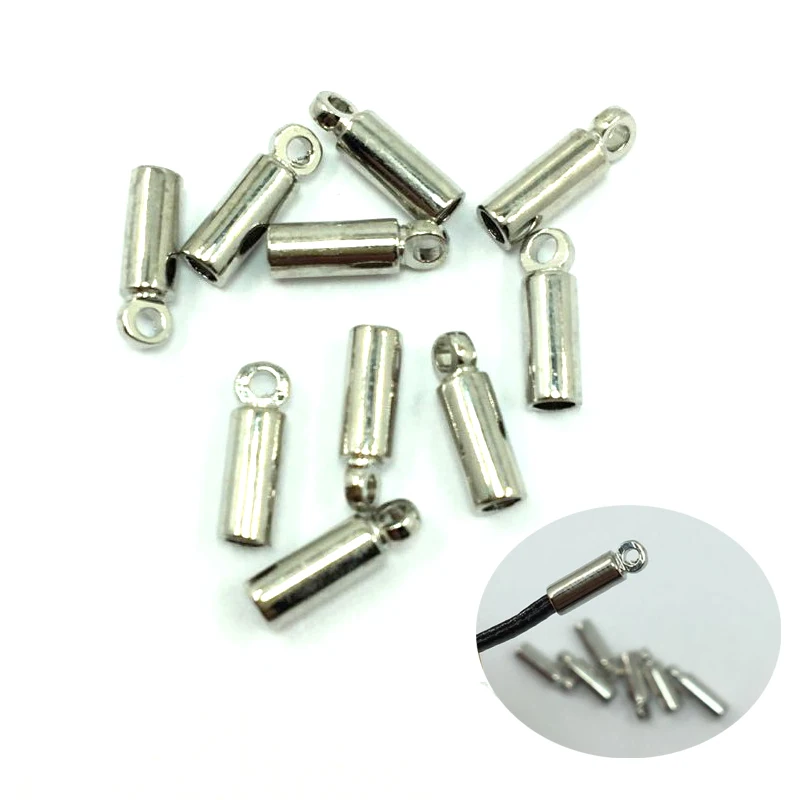 

50pcs Stainless Steel Necklace End Caps For 1.5mm Leather Cord Jewelry Leather Cord Necklace Connector Crimp End Cap