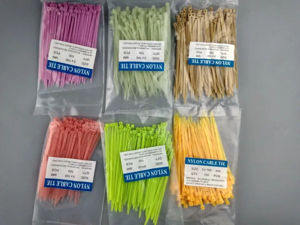 

600Pcs 3*100mm width 2.5mm Colorful Factory Standard Self-locking Plastic Nylon Cable Ties,Wire Zip Tie