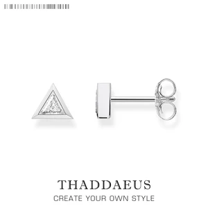 Треугольные белые серьги-гвоздики, модные блестящие ювелирные изделия в европейском стиле для женщин, подарок из 2018 стерлингового серебра 925 пробы, Супер предложения