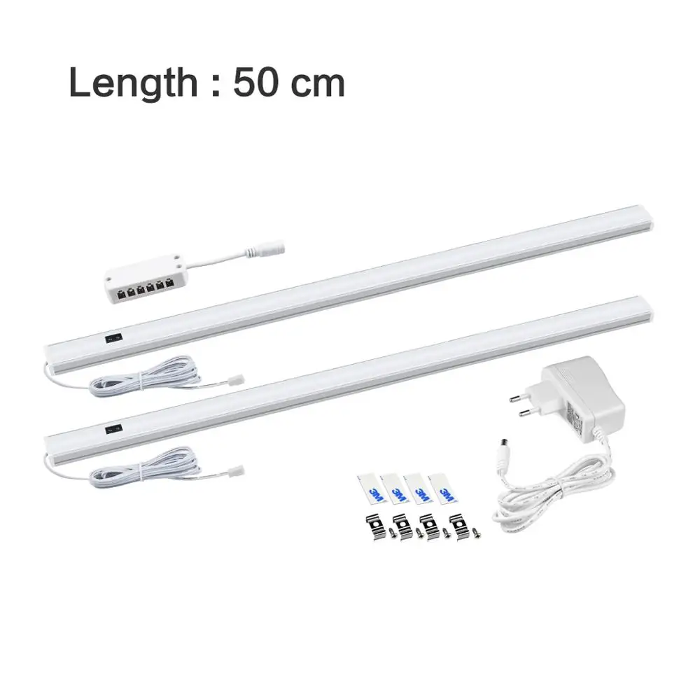 2x50CM with Power 12 В датчик светодиодный светильник для шкафа ручной развертки датчик движения кухонный светильник ing ручной волны светодиодный барный светильник шкаф для спальни светильник - Цвет: 2x50CM with Power