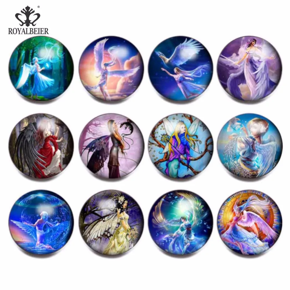 Стеклянная застежка с изображением ангела и богини RoyalBeier 12 шт./лот 18 мм для