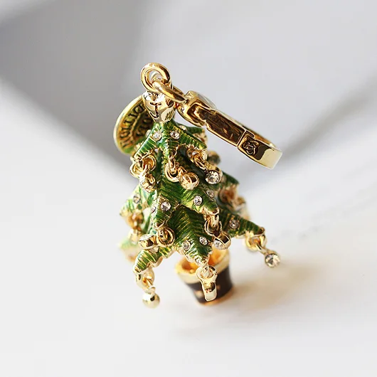 

Fashion Green Christmas tree Charm Mini Small Crystals Charm Handbag Zipper Key Chains For Women Bracelet, Necklace
