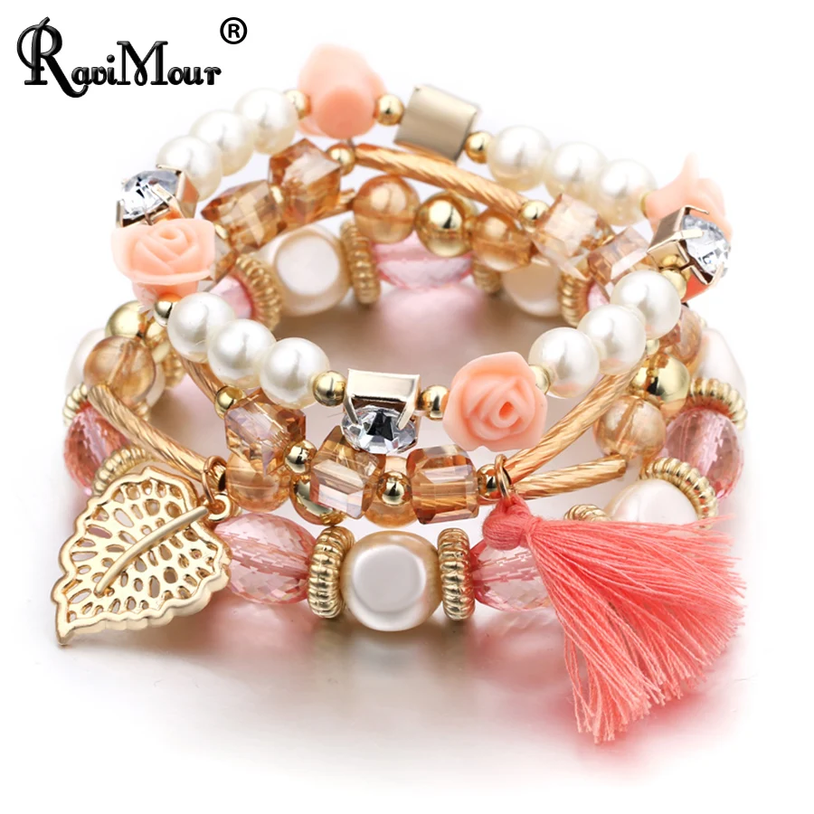 Модные ювелирные изделия RAVIMOUR из искусственного жемчуга многослойные