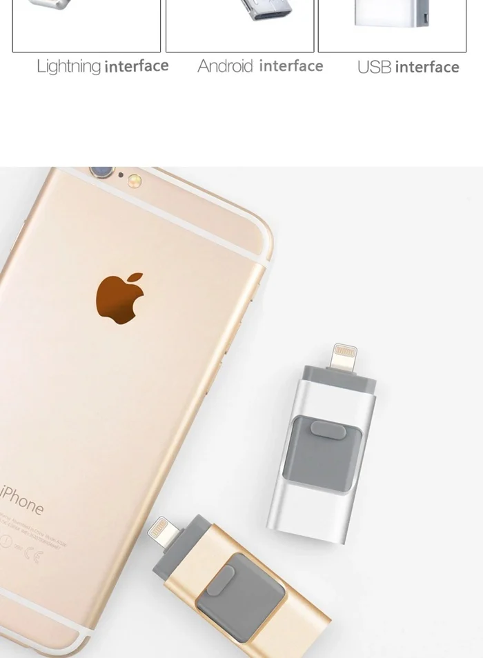 USB флеш-накопитель для iPhone 128GB [3-в-1] Lightning OTG скачок привод, USB флэш-накопитель для iPhone, iPad, iOS, Android, ПК