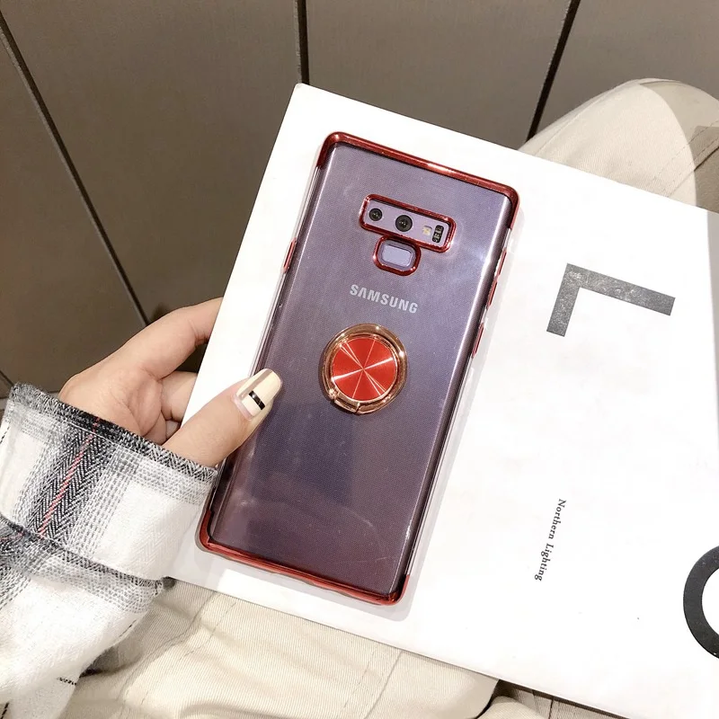 Палец кольцо держатель чехол для samsung Galaxy Note 9 ясно мягкий S8 S9 S10 A6 плюс