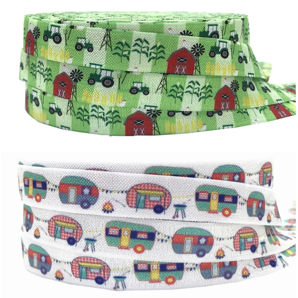 

5Yards 16mm Farm Fall Season printed Fold over elastic Handmade foe bands Baby Girl Hair accessories