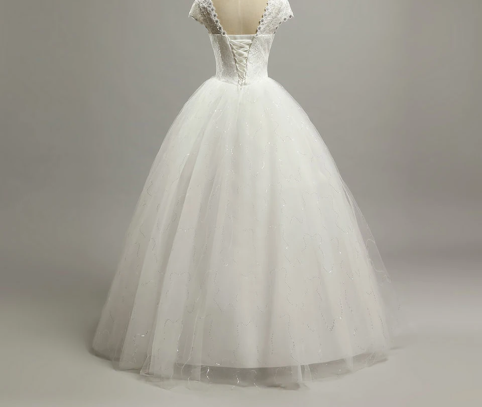 Elegant Cheap Crystal Bridal Dresses Fashion Short Bride Gowns Plus Size Vestido De Noiva ball wedding dresses with sleeve