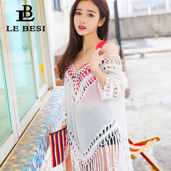 Новинка 2017 г. пляжный костюм с кисточками le3.0 вырезанное парео накидка на
