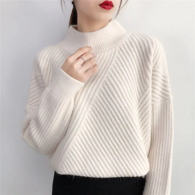 Hirsionsan Pull Femme,, зимняя Осенняя Вязаная кашемировая кофта, женский корейский Повседневный базовый джемпер, плотные теплые пуловеры