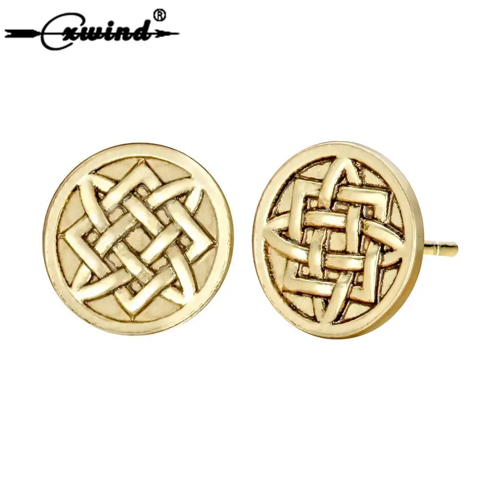 

Cxwind Fashion Slavic Virgin Lada Star Earring Jewelry Vintage Circle Knot Disc Boys Stud Earrings For Women Men Punk Bijoux