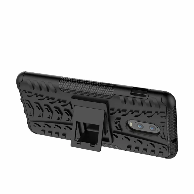 HEMASOLY Case For OnePlus 6T PC+TPU Shockproof Armor Heavy Duty Kickstand Cover |