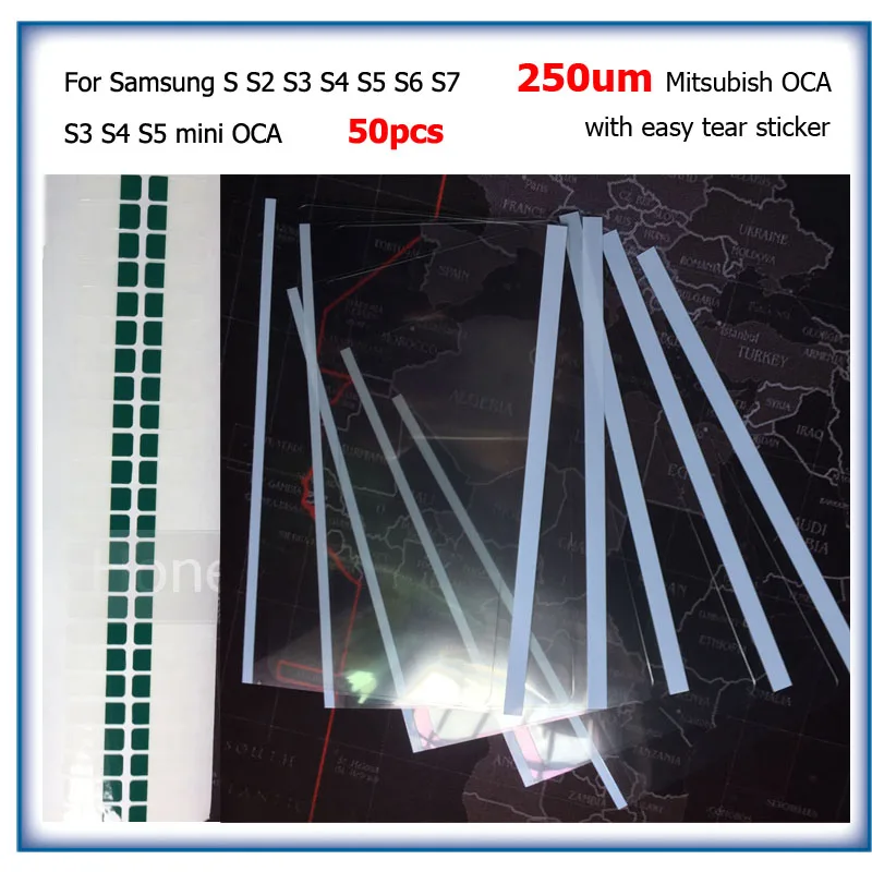 

50pcs 250um OCA Clear Optical Adhesive for Samsung galaxy S S2 S3 S4 S5 MIN S6 S7 LCD Touch Glass Lens Film OCA Glue