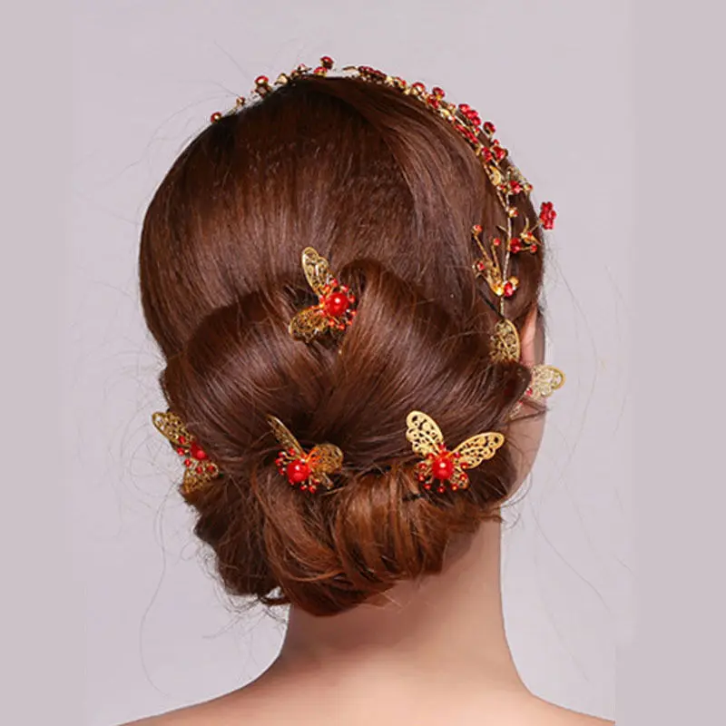 Заколка для волос в форме бабочки невесты аксессуар 3 шт.|hair accessories|costume headdressaccessories