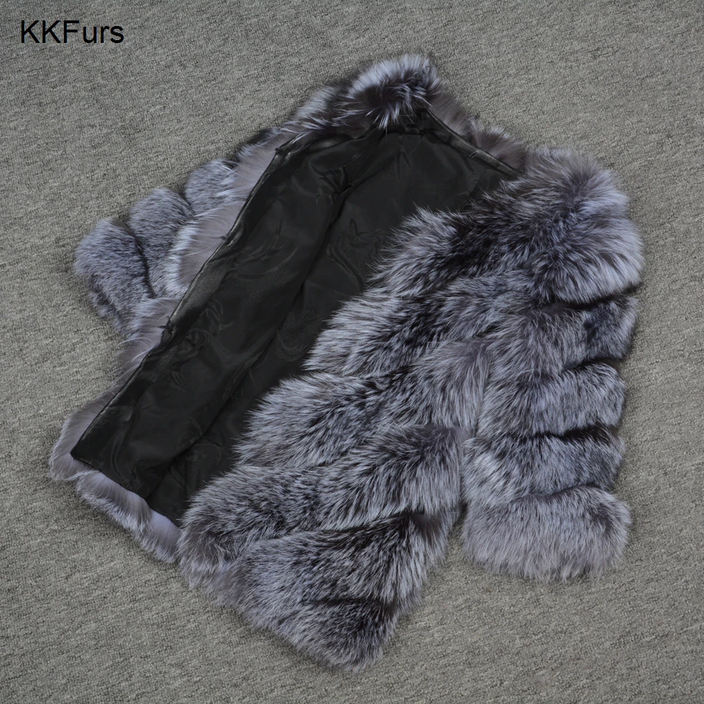 JKKFURS 2021 Новая модная зимняя теплая длинная куртка из натурального Лисьего меха