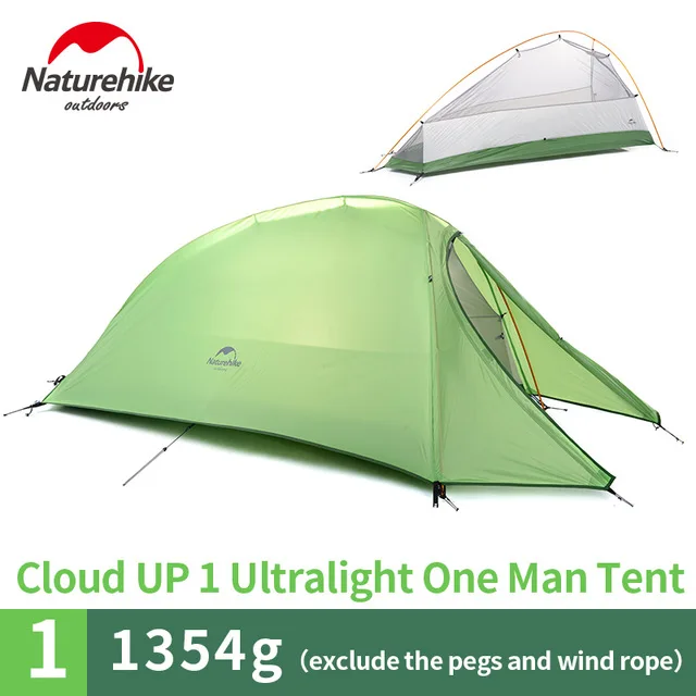 UP1 210T Green Naturehike Cloud Up Series 1 2 3 человека Сверхлегкий тент 210 T/20D силиконовый двухслойный кемпинговый тент с ковриком оборудование для кемпинга - Цвет: UP1 210T Green